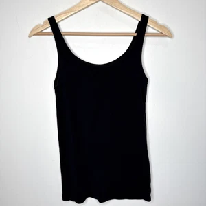 Eileen Fisher Tank Top XS Black 100% Organic Cotton Scoop Neck Quiet Luxury Prep - Picture 1 of 4