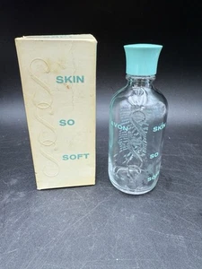 Bottiglia Skin So Soft Avon 8 oz vintage vetro trasparente verde superiore/stampa scatola vuota - Foto 1 di 11