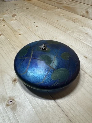 John Ditchfield Glasform Large Lustre Lilypad With Silver Frog Paperweight - Image 1 of 4