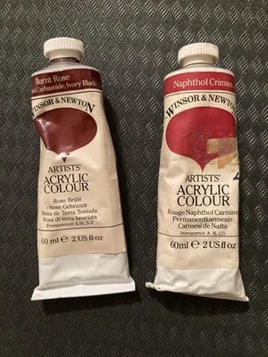 Lote de 2 Tintas Acrílicas Winsor & Newton Artist's Rosa Queimada - Naftol Carmesim - Imagem 1 de 3