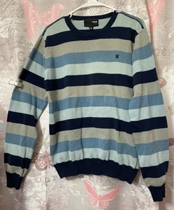 HURLEY maglione pullover maglia girocollo manica lunga a righe uomo taglia XL - Foto 1 di 11