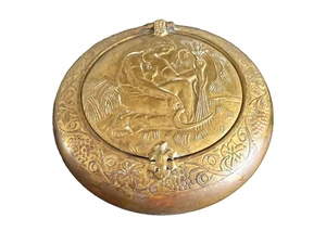 Caja de latón vintage judía hebrea Pal-Bell escena en relieve hecha en Israel - Imagen 1 de 9