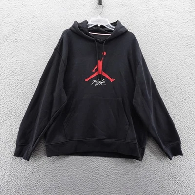 Мужская флисовая толстовка с капюшоном Nike Jordan Flight XL черный красный пуловер активный НОВЫЙ - Изображение 1 из 4