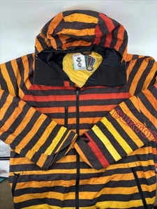Burton Size XL Dryride Snowboard Zip Up Shell Jacket Oranges Yellow Black Hood - Picture 1 of 11