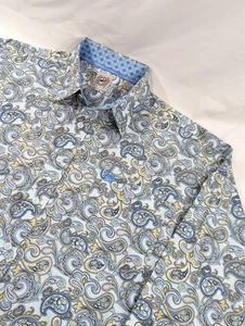 Cinch Button Down Shirt Men Large Blue Paisley Long Sleeve Cotton Western Rodeo - Picture 1 of 9