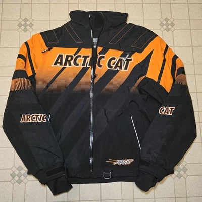 Arctic Cat Pro Snowmobile Racing Jacket Zip Size Large Tall Black Orange Men's  - Image 1 of 4