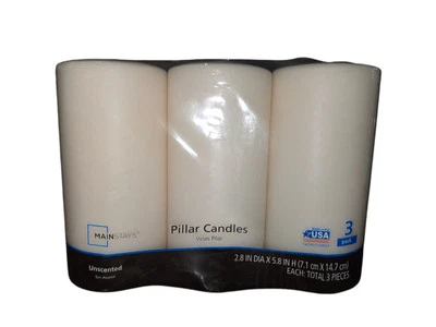 Velas de pilar sin perfume Mainstays, 3 x 6 pulgadas, marfil, 3 unidades Foto 1 de 4