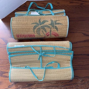 Vintage Beach Boat Straw grass Woven Mat 6x3ft Hawaii 50s color 5x3ft - Picture 1 of 18