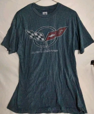 Corvette T Shirt Mens L Large Gray Graphic Print GM Short Sleeve Crew Neck Logo - Image 1 of 4