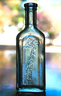 ANTIGUA AMIGDALINA JIRAFA PICTÓRICA PARA BOTELLA DE GARGANTA ELEVADA Foto 1 de 4