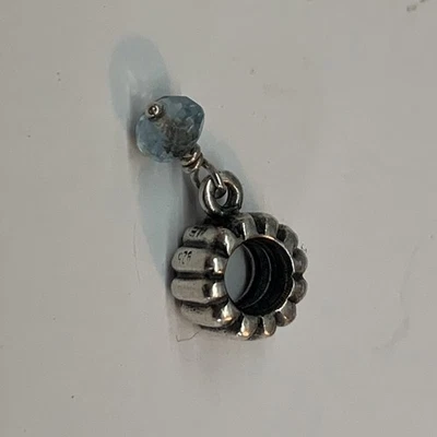 Pandora Sterling Silver Dangle Charm with Light Blue Stone - Image 1 of 4