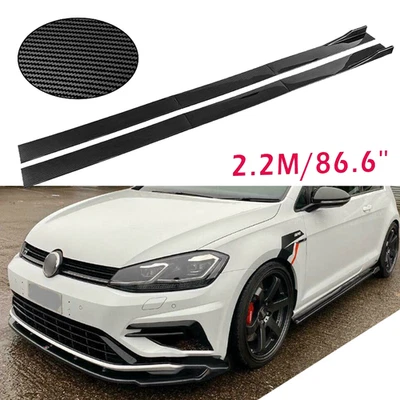 Carbon Fiber 2.2m Side Skirt Extensions Rocker Panel For Volkswagen VW Foto 1 de 4