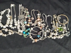 Costume Jewellery Bundle 20 European Style Charm Bracelets + Beads 0.5kg - Picture 1 of 19