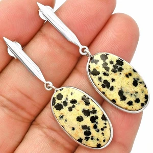 Natural Dalmatian 925 Sterling Silver Earrings Jewelry E-1078 - Picture 1 of 5