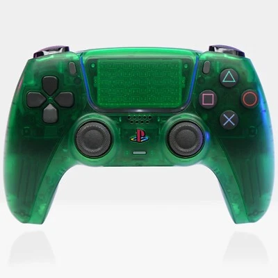 PS2 Emerald Killscreen Esports Clear Green Retro PS5 Controller DualSense Clicky - Image 1 of 4