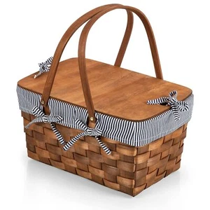Kansas Handwoven Wood Picnic Basket - Picture 1 of 7