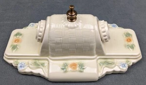 Antique Porcelain PORCELIER Basket-weave Ceiling Light: Art Deco & MCM, Restored - Picture 1 of 8