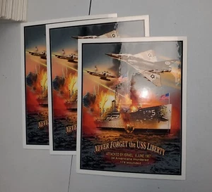 USS Liberty AGTR-5 STICKERS ISRAEL WAR MACHINE STICKERS (3) - Picture 1 of 4