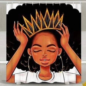 Sara Nell Queen Wearing Crown African American Shower Curtain 72" x 72" - NEW - Picture 1 of 1