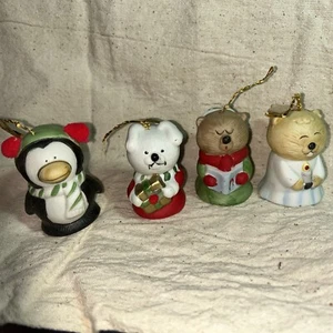 Vintage L'il Chimer porcelain Christmas Ornament Set of 4 Bell MIB - Picture 1 of 8