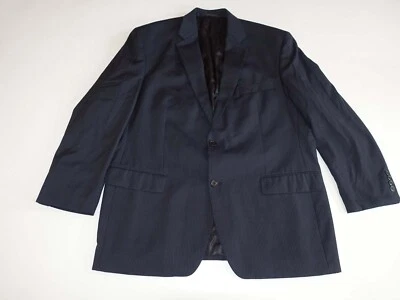 Calvin Klein Mens Suit Jacket Size 44 Regular Dark Navy Blue Wool Striped Blazer - Image 1 of 4