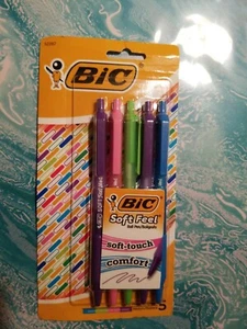 BIC Soft Feel Retractable Ball 1.0 mm Point Pens Assorted Ink Medium  5 PC - Picture 1 of 3