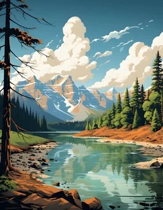 Banff National Park Canada Moraine Lake Valley of Ten Peaks Giclée Print 8.5X11 - Picture 1 of 2