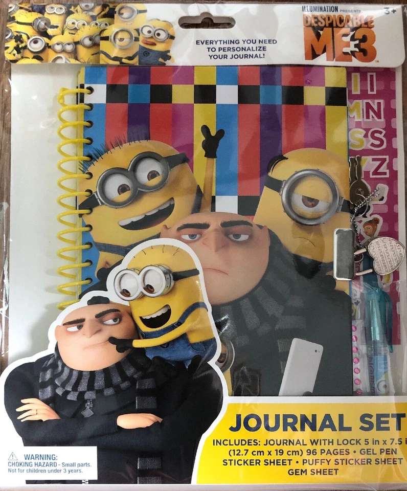Despicable Me 3 Journal Set With Lock GEL Pen and Stickers