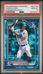 2024 Bowman Chrome Sapphire Jaron Elkins #BCP105 PSA 10 GEM MINT Prospect 1st - Zdjęcie 1 z 2