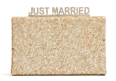 Bolso sin asas o bandolera Kate Spade Wedding Belles dorado brillo “recién casado” difícil de encontrar Foto 1 de 4