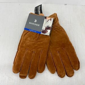 New Vintage Isotoner Gloves Camel Brown Soft Suede Leather Mens XL Lined 1998