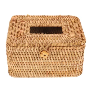 Caja de pañuelos de ratán soporte facial moderno cajas de escritorio creativas decoración del hogar - Imagen 1 de 12
