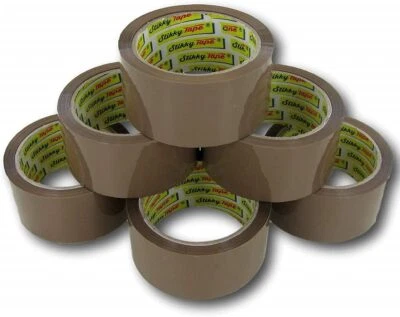 BROWN TAPE PARCEL PACKING PACKAGING CARTON SEALING "STIKKY" ROLLS 48MM X 66M