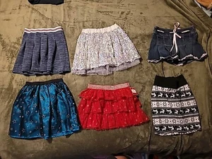 Cute Lot of 6 Girl's sz 7-8 8 Skirts Ruffled Mesh, Glitter Stars, Pleated, Denim - Picture 1 of 19
