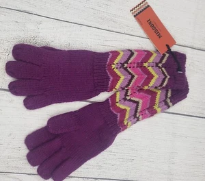 MISSONI Target GIRLS Purple Zig Zag 12" Long Knit GLOVES Wool Blend XS/S NWT - Picture 1 of 4