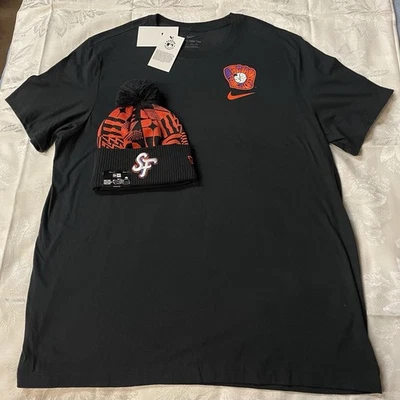 NEW Bundle San Francisco Giants Baseball Nike Tee Shirt XL New Era Pom Beanie SF - Image 1 of 4