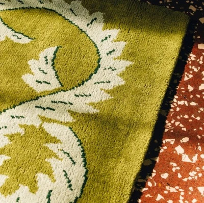 Hand-Tufted Wool Rug 9x12 ft -Nordic Knots Design Climbing Vine - Olive Rug 8x10 - Image 1 of 4