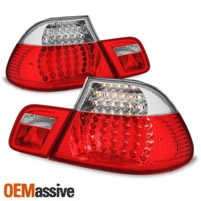 For 2003-06 BMW E46 325Ci 330CI M3 Coupe Model Red Clear LED Tail Brake Lights - Image 1 of 4