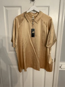 LilySilk Gold Cuff Sleeve Camp Shirt Style Blouse sz XXL NWT - Picture 1 of 5