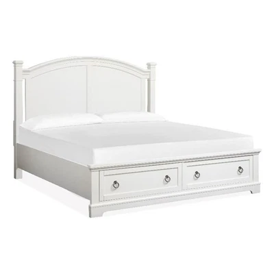 Cama de almacenamiento Magnussen Home Kingston Whisper blanca con panel queen Foto 1 de 4