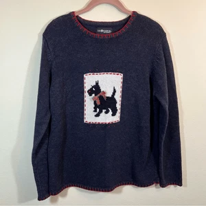 Vintage Sag Harbor Sport Women’s Blue Scottie Dog Terrier Sweater Small - Picture 1 of 12
