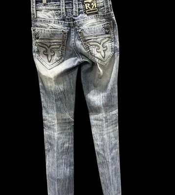 Pantalones de mezclilla Rock Revival - DERLIN ajustados corte botín azul lavado para hombre talla 28x33 Foto 1 de 4