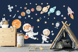 Solar System Planets Earth Sun Moon Asteroids Nursery Decals Peel Wall Stickers - Bild 1 von 5