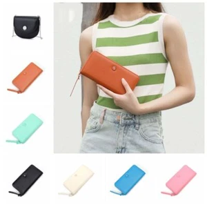 Adjustable Strap Solid Color Wallet Thin Portable Handbag Women - Picture 1 of 16