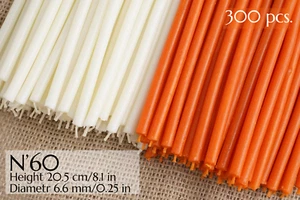 300 Stück Wachskerzen, weiß + orange Kerzen №60, Ritualkerzen, Kerzenset - Bild 1 von 5