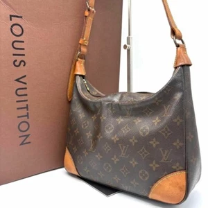 LOUIS VUITTON Shoulder Bag Monogram Canvas Leather Brown France Vintage Purse - Picture 1 of 10