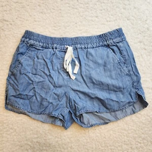 Loft Outlet Running Shorts Hot Pants XS Faded Blue Elastic Waist Pull On Pockets - Picture 1 of 9