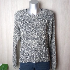 ROXY Knit Sweater Women's Size XS Dark Blue/Grey & White Knit Patterned Jumper - Picture 1 of 9