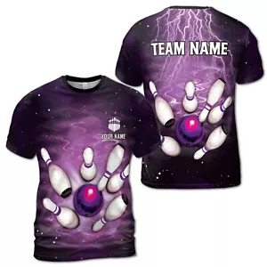 Camiseta Personalizada Púrpura Lightning Equipo de Bolos Jugador Hombre S-5XL - Imagen 1 de 4