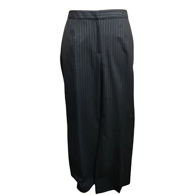 Jones New York 16W Plus Size Black Pinstripe Wide Leg Trousers Wool Blend Pants - Image 1 of 4